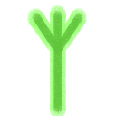 The Elder Furthark rune ᛉ or algiz, in green with a lime green outline